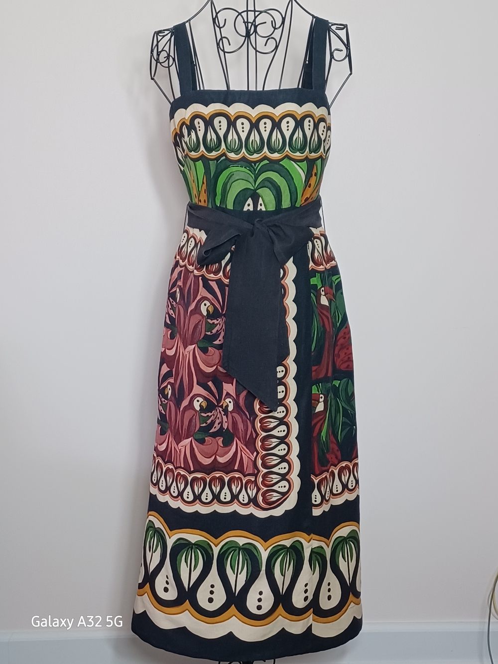 FARM Rio Coconut Tree Flow Scarf Linen-Blend Midi Dress - Size S - Picture 3 of 7